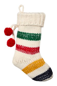 Shop Hudson’s Bay Stripes Knit Christmas Decoration Stocking with Pompom, Multi-Coloured and more