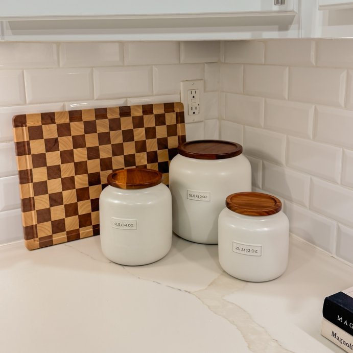 user image by @kimvmorales, Dry Goods Stoneware Canister with Wood Lid Cream/Brown - Hearth & Hand™ with Magnolia
