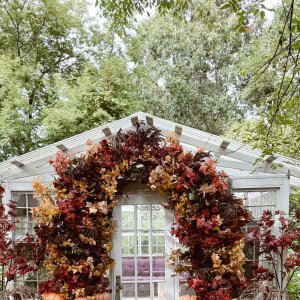 Faux Camle Grape Leaf Branch