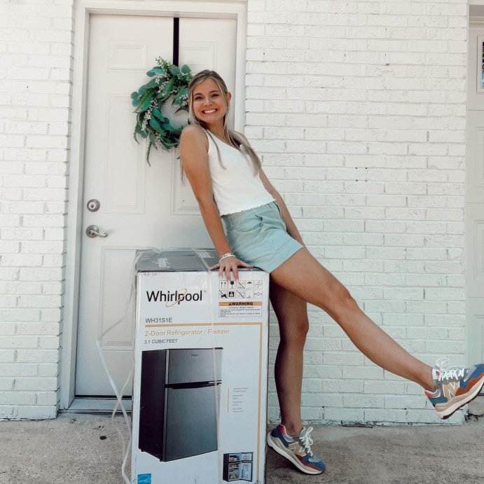 user image by @strongcounselor, Whirlpool 3.1 cu ft Mini Refrigerator Stainless Steel WH31S1E: Energy Star Certified Dorm Fridge, Reversible Door, 2 Shelves
