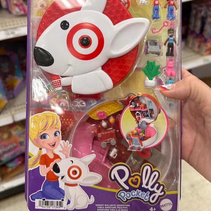 user image by @anniegvideos, Polly Pocket Target Bullseye Adventure: Doll Playset, 16 Pieces, Plastic, No Battery Required, Ages 4+
