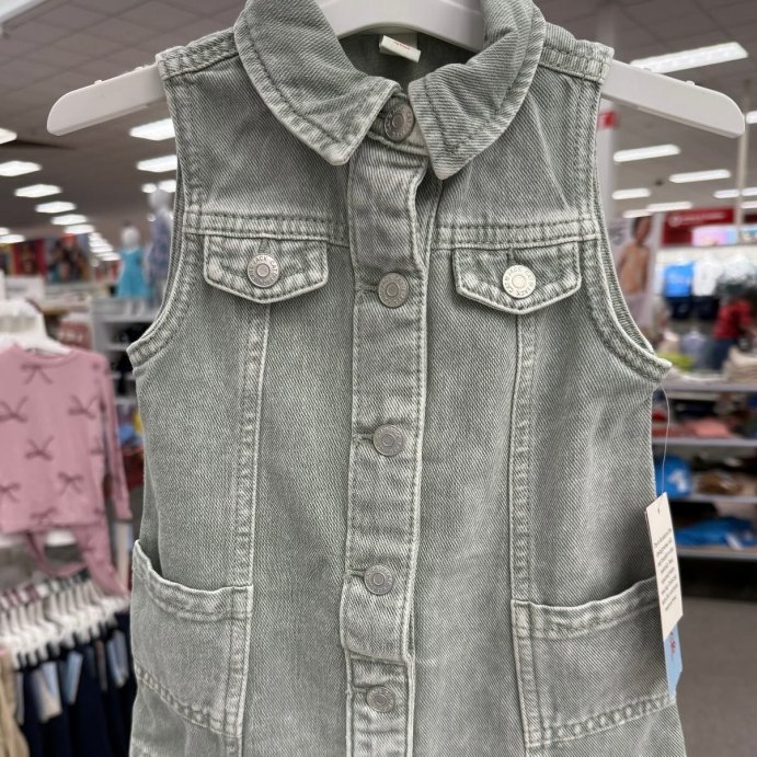 user image by @ministylewith.jules_, Toddler Girls' Sleeveless Denim Dress - Cat & Jack™ Olive Wash
