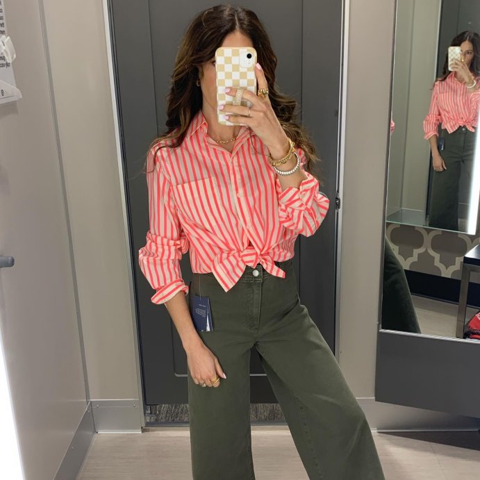 user image by @trace.this.style, Women's Slim Fit Boyfriend Tailored Long Sleeve Button-Down Shirt - A New Day™