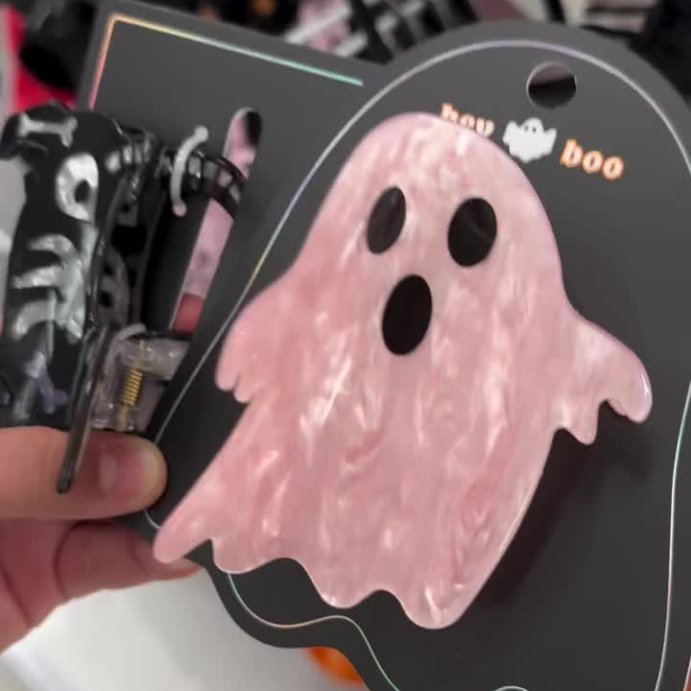 user image by @steffytargetfinds, Halloween Ghost Hair Claw Clip - Pink