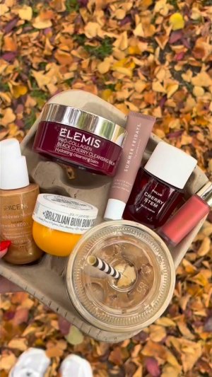 @spacenk’s instagram video of Elemis Pro-Collagen Black Cherry Cleansing Balm,Sol de Janeiro Brazilian Bum Bum Cream,Space NK Caribbean Shores Shimmer Body Oil - Golden,PHLUR Cherry Stem Eau de Parfum,Summer Fridays Lip Butter Balm,Rare Beauty Rare Beauty Soft Pinch Liquid Blush