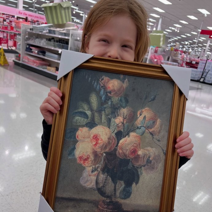 user image by @doitallin_cuteshoes, 12&#34; x 16&#34; Antique Floral Framed Canvas Board Olive Green - Threshold&#8482;: Botanical Digital Art, Gold Frame, Vertical Layout