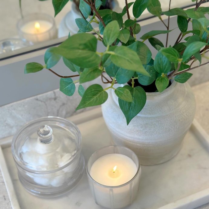 user image by @simple.sweet.days.at.home, Tiered Canister Apothecary Glass Clear - Threshold&#8482;: Elegant Storage for Bath Essentials, Spot Clean, 40.57oz
