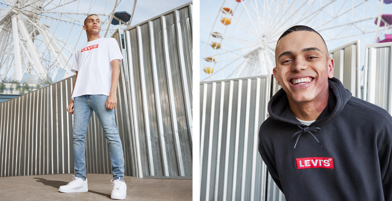 Curated image with Levis Box Tab T-Shirt Herren - White - Herren, Levis Skinny Hi-Ball 519 Jeans...