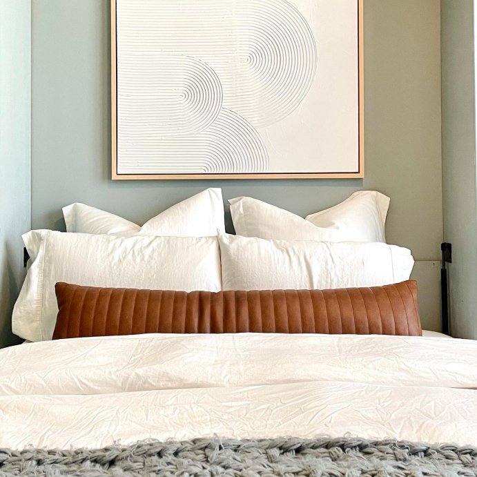 user image by @register_boulevard, Lumbar Faux Leather Channel Stitch Decorative Throw Pillow - Threshold™