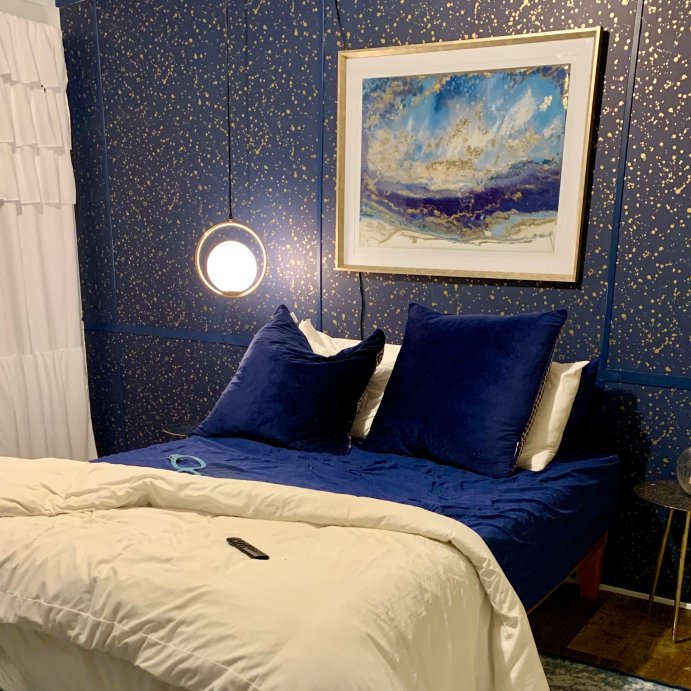 user image by k, Celestial Peel &#38; Stick Wallpaper Navy/Gold - Opalhouse&#8482;: Removable Vinyl, Self-Adhesive, Stain-Resistant, 27.5 Sq Ft Coverage