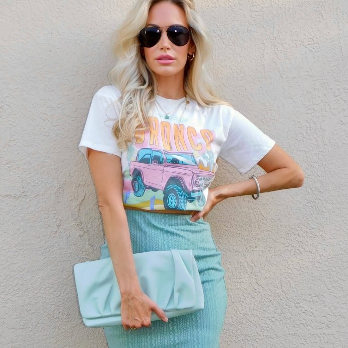 user image by @heelsandhappiness, Women's Ford Bronco Short Sleeve Graphic T-Shirt - Off-White